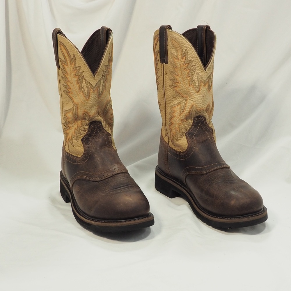 Justin Superintendent Mens 8D Brown Leather Soft Toe EH Western Work Saddle Vamp